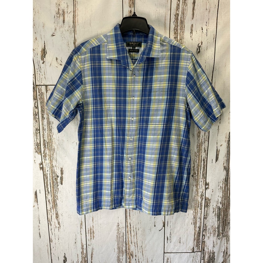 Men's Bobby Jones Blue Plaid Button Up Shirt SIze Largte
